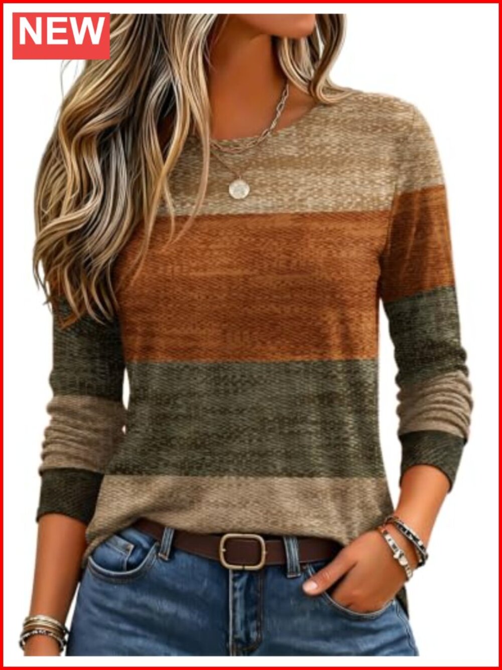 Women's Long Sleeve Crewneck T-Shirt Soft Stretch Casual Tee